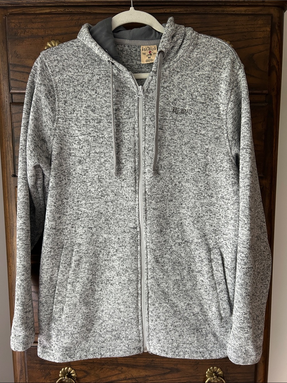 RedHead Men's Light Heather Gray Full-Zip Hooded Sweater, Size M